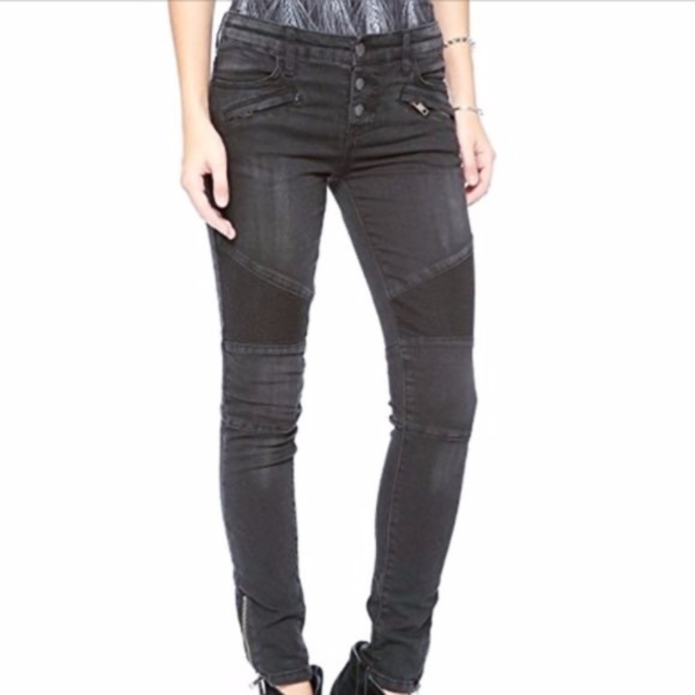 Free People Seamed Moto Skinny Jeans - 28
